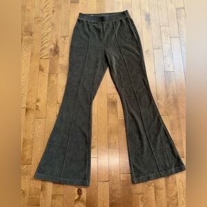 Aerie Green Ribbed Velvet Flare Wide Leg Pants Hippie Boho XS